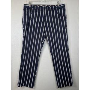 Tommy‎ Hilfiger Cropped Vertical Striped Blue Pants Womens Size 12 Denim Preppy
